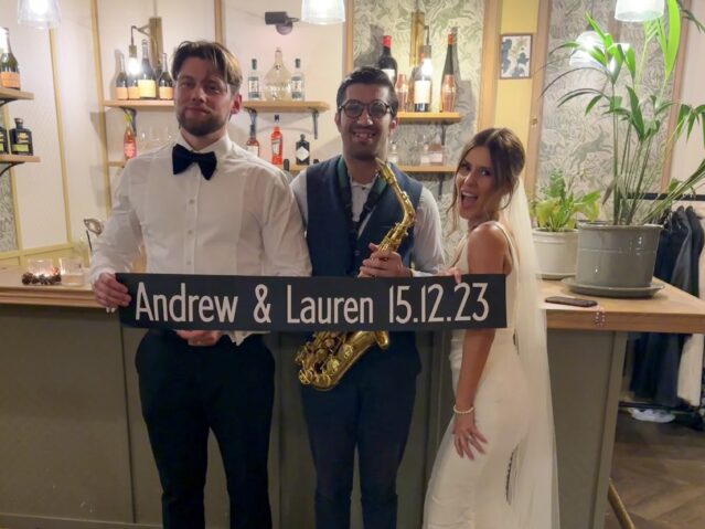 Lauren & Andrew with Alex Rimell Saxophonist